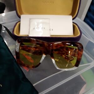 Gucci Oversized Yellow Lens Tortoiseshell Sunglasses